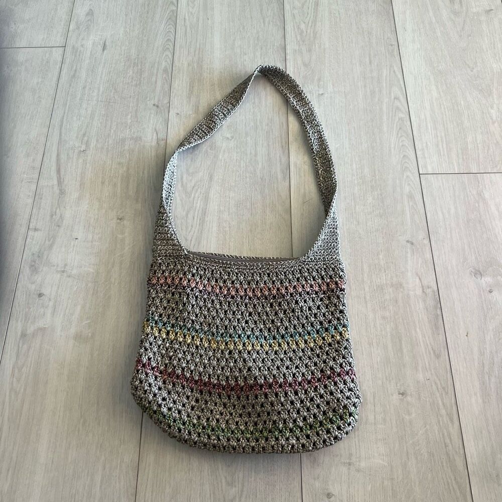 The Sak Crochet Multicolor Stripes Hobo Shoulder Bag
